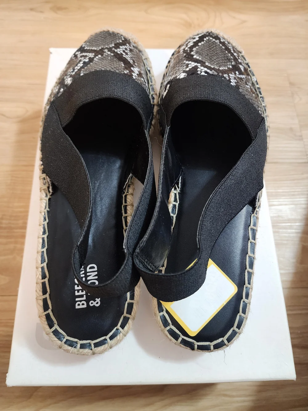 Bleecker & Bond Black Snake-Print Espadrille Slingbacks